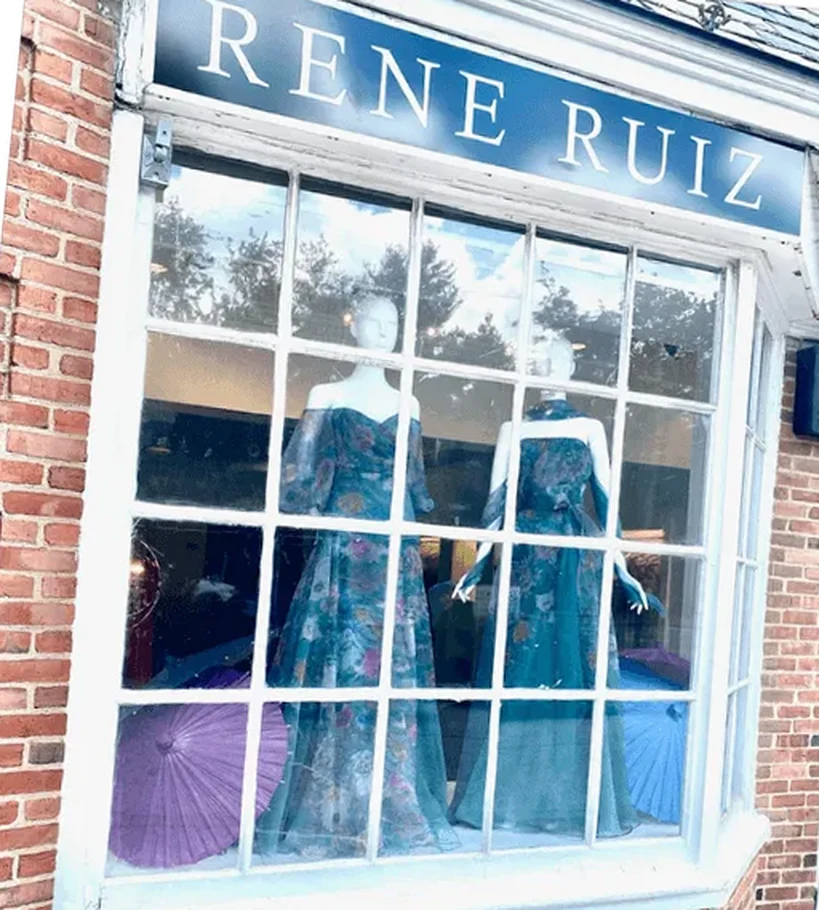 The Rene Ruiz Collection boutique window on Northern Blvd, Manhasset